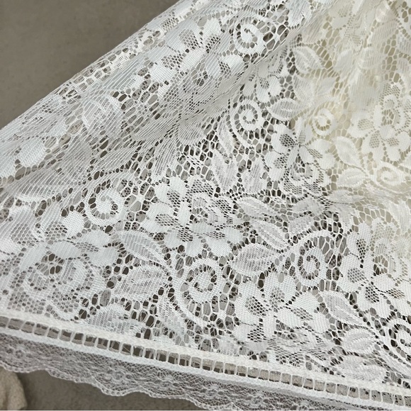 Vintage 80s Jessica McClintock Girls Short Sleeve Cream Lace Dress Sash Tie - Picture 7 of 14